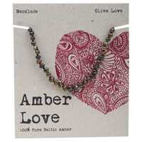 Baltic Amber Children's Necklace - Olive Love 33cm