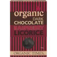 Organic Dark Choc Raspberry Licorice 150g