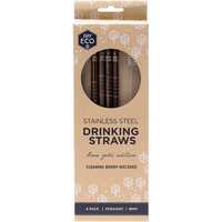 Straight Stainless Steel Straws - Rose Gold (+Brush) x4