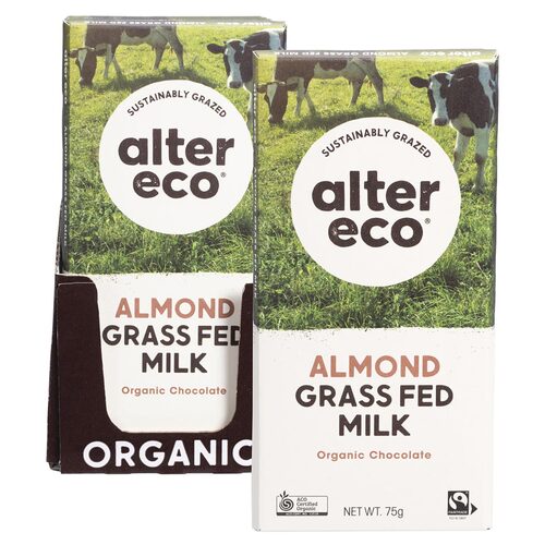 Organic Chocolate - Grass Fed Milk & Almonds (12x75g)
