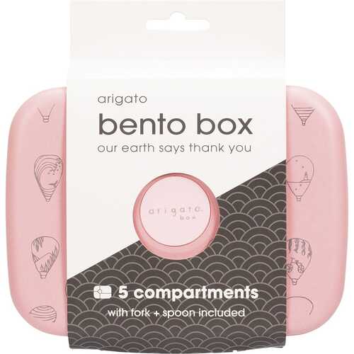 Pink Bento Box - 5 Compartments & Cutlery