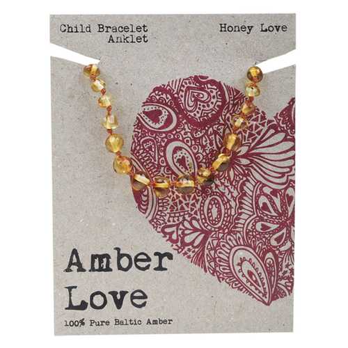 Baltic Amber Children's Bracelet - Honey Love 14cm