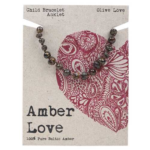 Baltic Amber Children's Bracelet - Olive Love 14cm