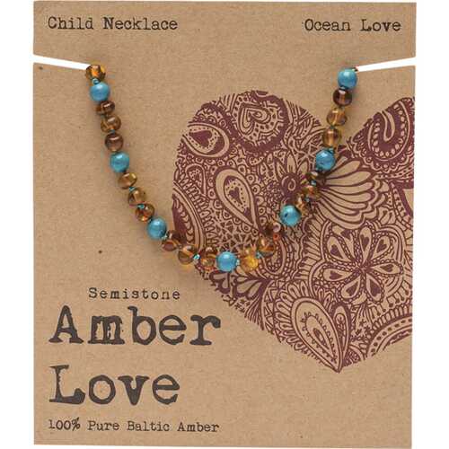 Baltic Amber Children's Necklace - Ocean Love 33cm