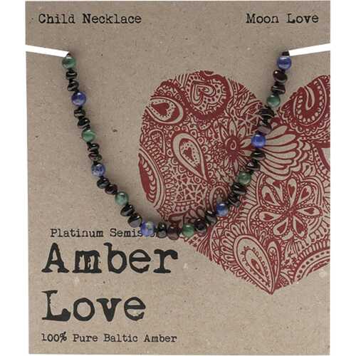 Baltic Amber Children's Necklace - Moon Love 33cm