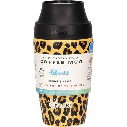 Insulated Stainless Steel Coffee Mug - Leopard 350ml
