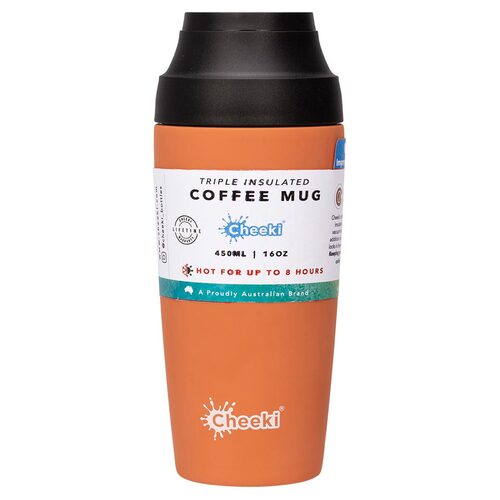 Insulated Stainless Steel Coffee Mug - Rust 450ml