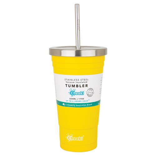 Insulated Stainless Steel Tumbler (+Straw) - Lemon 500ml