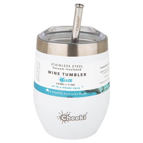 Insulated Wine Tumbler (+Straw) - Spirit White 320ml