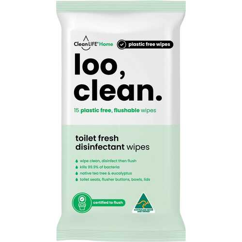 Loo Clean Flushable Disinfectant Wipes x15