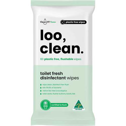 Loo Clean Flushable Disinfectant Wipes x60