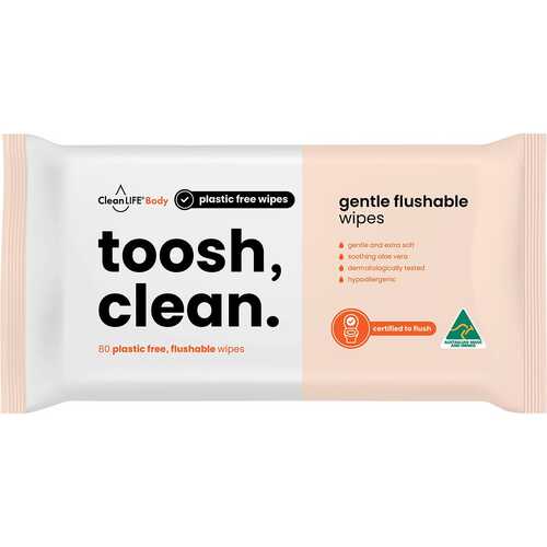Toosh Clean Gentle Flushable Wipes x80