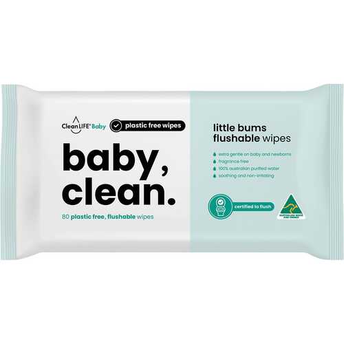 Baby Clean Gentle Flushable Wipes x80