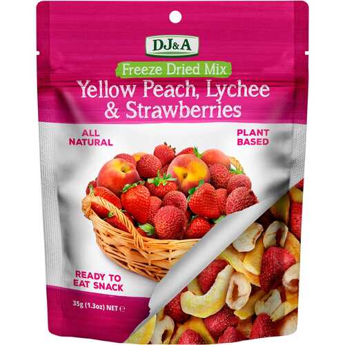 Freeze Dried Yellow Peach, Lychee & Strawberries (10x35g)
