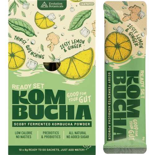 Ready Set Kombucha Sachets - Lemon & Ginger x10