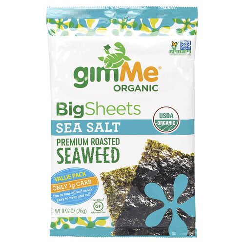 Organic Roasted Seaweed Full Sheets - Sea Salt 26g