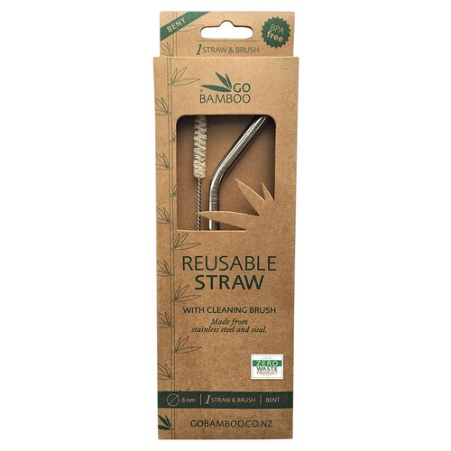 Bent Stainless Steel Straw (+Brush)