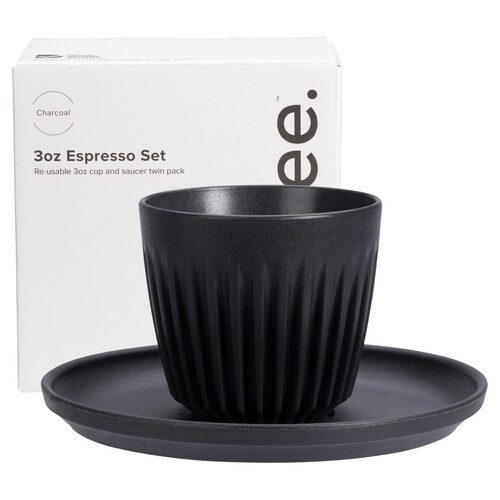 Reusable Espresso Coffee Cups (Twin Set) - Charcoal 88ml