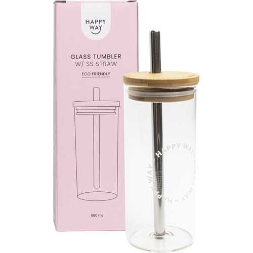 Glass Tumbler + Straw 580ml