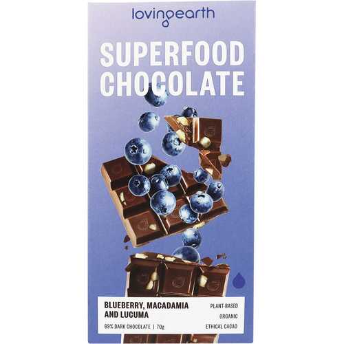 Organic Blueberry & Macadamia Superfood Chocolate (11x70g)