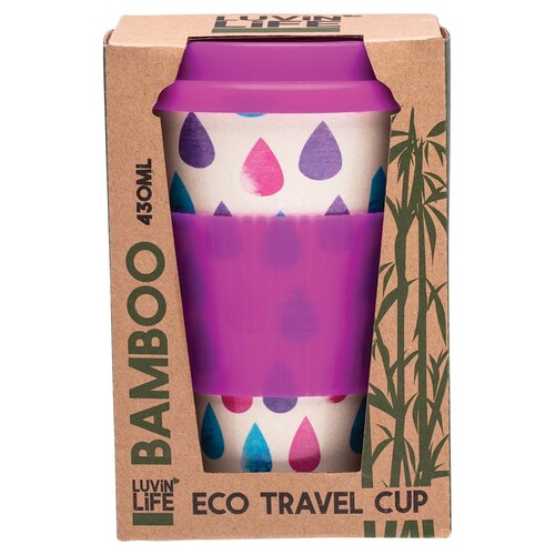 Bamboo Eco Travel Cup - Raindrops 430ml