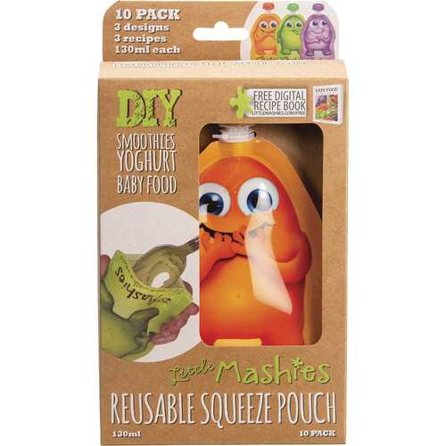 Reusable Food Squeeze Pouches - Mixed Colours x10