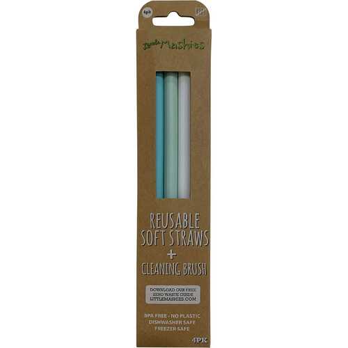 Soft Silicone Straws (+Brush) - Pastel x4