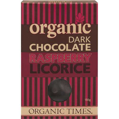 Organic Dark Choc Raspberry Licorice 150g