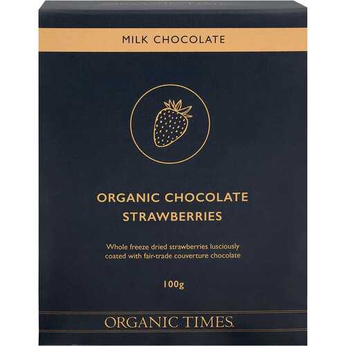 Organic Milk Chocolate Strawberries 100g
