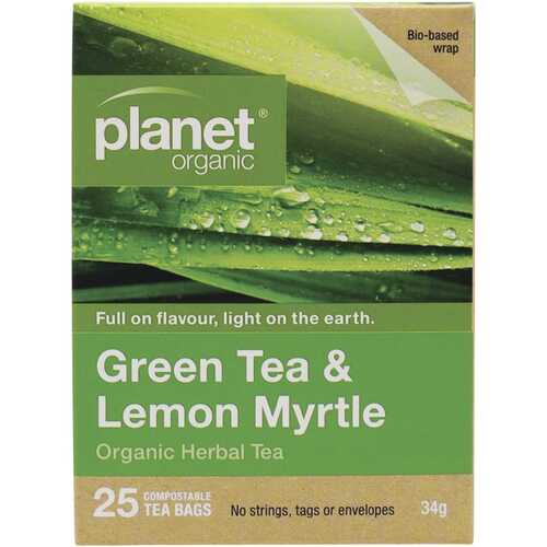Organic Herbal Tea Bags - Green Tea & Lemon Myrtle x25