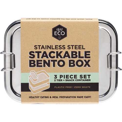 Stainless Steel Stackable Bento Box - 3 Piece Set