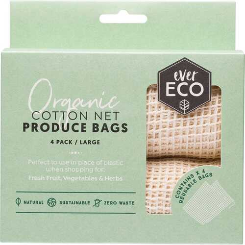 Organic Cotton Net Produce Bags x4