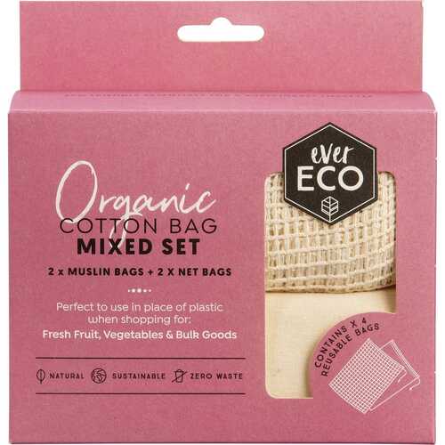 Organic Cotton Mixed Set Produce Bags x4