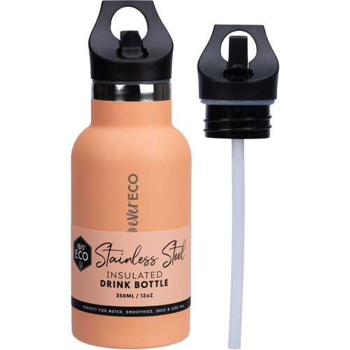 Insulated Stainless Steel Bottle (Straw Lid) - Peach 350ml