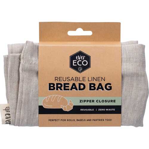 Reusable Linen Bread Bag - Zipper Closure