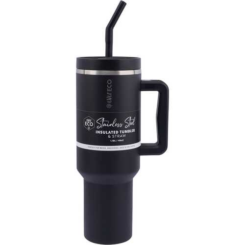Insulated Stainless Steel Tumbler & Straw - Onyx 1.18L